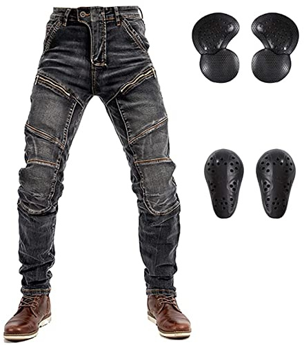 GEBIN Motorradhose Herren mit Protektoren, Motorrad Jeans Herren, Stretch-Slim-Fit Motorrad Jeans Biker Trousers