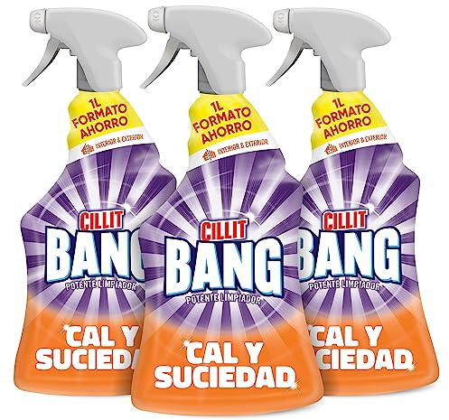 Cillit Bang Cal y Suciedad, potente limpiador baño, cocina, formato spray - Pack de 3 x 1 L, total 3 L
