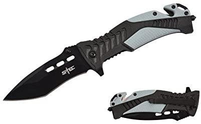 S-TEC 8.25 inch Recon Series Assisted Folding Knife with ABS & Rubber Handle - multiple style & color to choose from - (TS015 Light Gray)