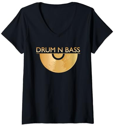 DNB Musik 190 bpm vynil Platte Drum n Bass T-Shirt mit V-Ausschnitt