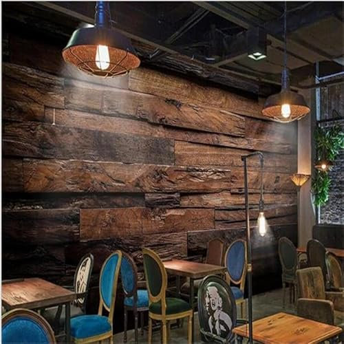 SABORR Mural 3D self-Adhesive PVC Wallpaper Living Room Wallpaper Retro Minimalist Wood Panel Wall Bedroom Background Wall Decorative Art Stickers