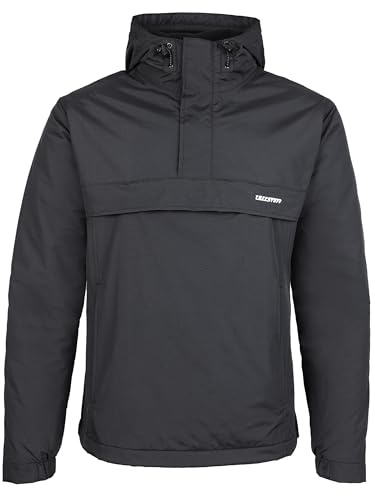 TuffStuff – Sutherland ofodrad vindjacka – svart – stor – lätt nätfoder – vattentätt och vindtätt – har en justerbar huva och reflekterande tryck – perfekt för arbete och utomhus, Svart, L
