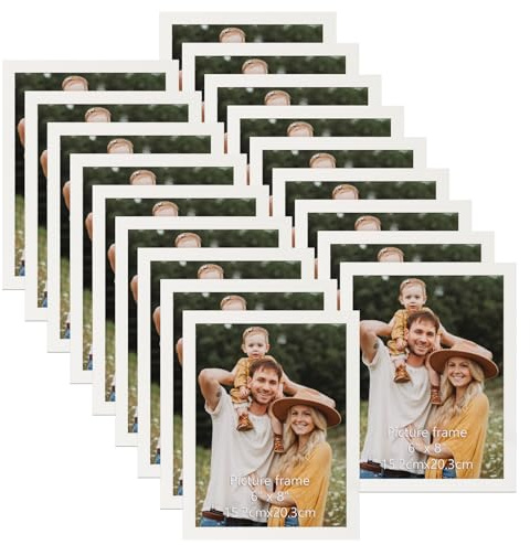 Hoikwo 18 Stück Bilderrahmen 15x20 cm, Weiß Fotorahmen Collage Set für Wohnzimmer Schlafzimmer Kinderzimmer Büro Treppenhaus Flur, Wand- oder Tischaufsteller
