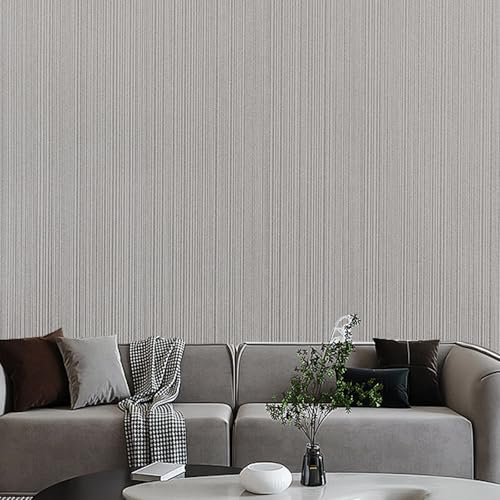 Anttyscar Grey Striped Wallpaper Modern Thick Embossed Textured Wallpaper Mix Plain Wallpapers Free No Match Pattern for Adults Teenagers Kids Living Room Bedroom Hallway Lounge