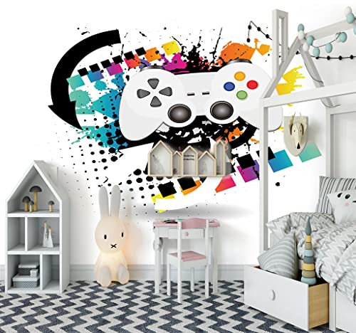 Papier peint photo abstrait pour chambre d'adolescents, garçons et filles, thème Playstation, papier peint non tissé avec image Prt, 200 cm x 140 cm (l x H)