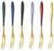 6Pcs Stainless Steel Dessert Forks - Colorful Cake & Pastry Forks for Home, Wedding, Party, Café, Restaurant & Christmas