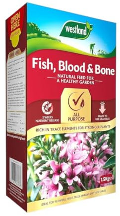 Westland Fish, Blood & Bone All Purpose Plant Food - Organic Fertilizer for Healthy Growth, Strong Roots & Vibrant Plants - Ideal for Flowers, Vegetables, Trees & Shrubs (1.5kg)