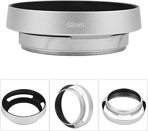 Tbest Pare-Soleil Universel en Alliage D'aluminium pour Appareil Photo Creux Portable, Pare-Soleil biseauté argenté, Accessoire de Photographie Professionnel pour Appareils Photo (52mm)