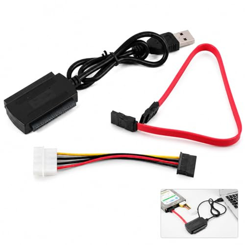 Cable Adaptador SATA IDE a USB, Convertidor IDE Sata 2.5 3.5 para Disco Duro Pulgadas, Convertidor para HDD SSD CD DVD ROM RW, Cable Transferencia Datos para PC Portátil con Conexión Plug and Play
