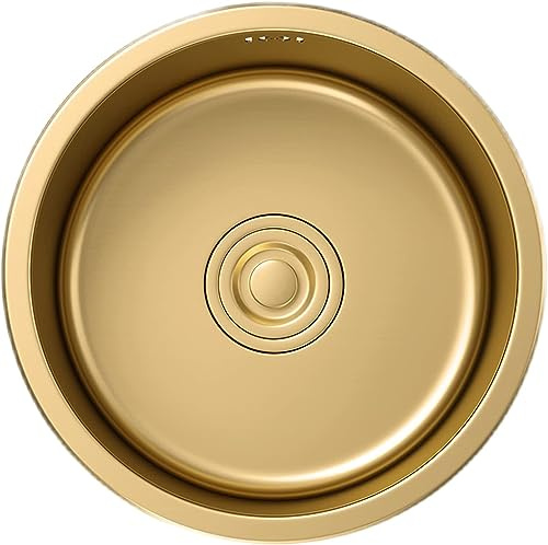 Generico Lavello Nano-Rotondo Color Oro, Realizzato in Acciaio Inox 304, con Kit di Scarico, profondità 8,7 Pollici, Adatto per Cucine da Bar E per Uso Domestico (Gold 40x40x20cm)