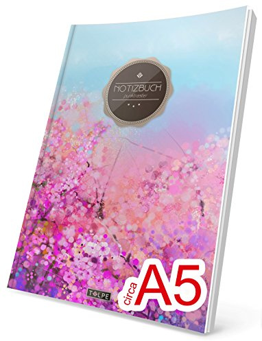 TULPE Punktraster Notizbuch: Ca. A5 C080 Rosa Blumen (Vintage Softcover, Register, Punktpapier - Bullet Journal, Kalligraphie Übungsheft, Skizzenbuch, Gepunktete Seiten, Dotted Grid Journal)