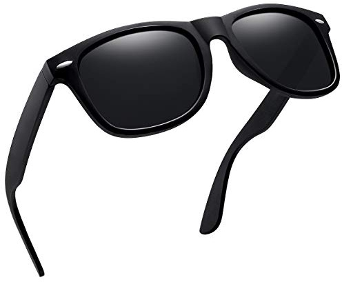 Joopin Polarized Sunglasses UV400 Trendy Square Shades for Men Women Retro Sun Glasses Sunnies (Black Simple packaging)