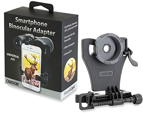Carson HookUpz prismáticos de tamaño Normal, Adaptador Universal de digiscoping para Smartphone - observación de Aves, Caza, avistamiento (IB-700)