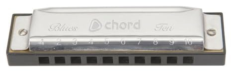Chord | 10 Hole Harmonica With Case & Cleaning Cloth | Key D