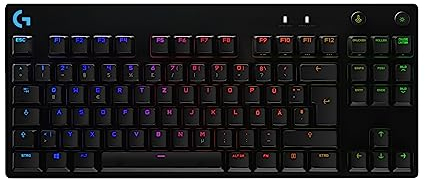 Logitech G PRO Mechanische Gaming-Tastatur – Portable Tenkeyless Design, abnehmbares Micro-USB-Kabel, GX Blue Clicky Switches, LIGHTSYNC RGB Backlit Keys, QWERTZ Deutsch, PC,Mac - Schwarz