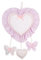 FILET - Fiocco Nascita a Forma di Cuore | Inserto in tela Aida da Ricamare | Pendagli a Forma di Farfalle e Cuori | Realizzato in cotone | Made in Italy | Colore Rosa