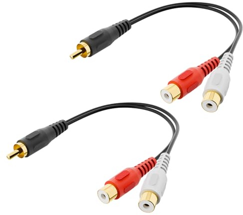 VCELINK RCA Splitter 1 Male to 2 Female, Gold Plated Stereo Audio Cable