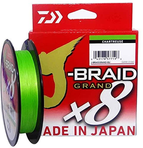 Daiwa J-Braid Grand X8E 0,24 mm, 22,0 kg/49,0 lbs, 135 m Chartreuse, flätad fiskelina, 127697-024