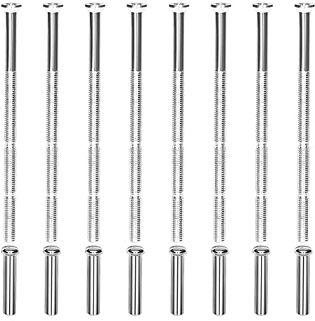 KINBOM 8 Juegos Tornillos de Conexión M3, Tornillos de Manija de Puerta Macho a Hembra Niquelados Pernos y Manguitos de Fijación de Conexión para Escudos Cajones de Gabinete
