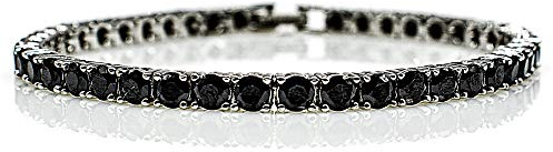 Generisch CubicZirkonia Tennis Armband Bracelet 4mm Zirkonia Weißgold beschichtet einreihig Tennisarmband 5A Weiß/Schwarz Steinen Krappenfassung Schmuck Herren Damen (20, Black)