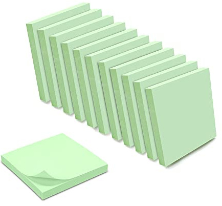 WAYTEX 1 200 självhäftande anteckningar, pastellgrön, 12 block med 100 ark 75 x 75 mm
