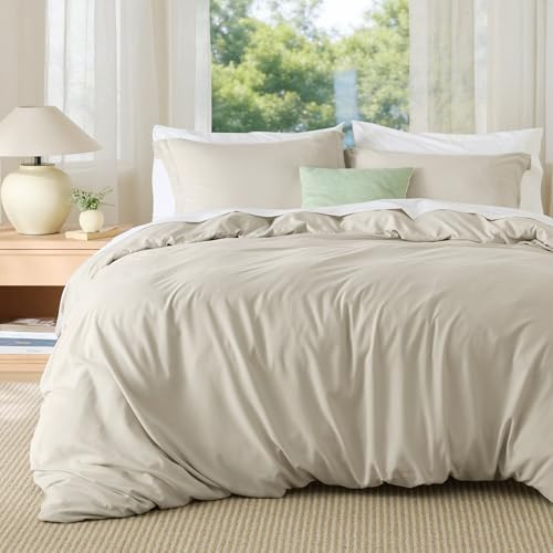 Bedsure Duvet Cover King Size - Soft Double Brushed Bedding Set for Kids & Adults, Zipper Closure, 3 Pieces, Includes 1 Duvet Cover (104x90) & 2 Pillow Shams, NO Comforter, Linen