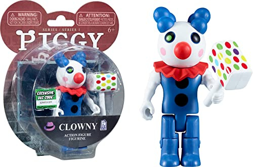 Lansay - Piggy - Figura articolata 10 cm - Clowny - Famoso personaggio dei videogiochi - con accessori e codice di download - Figurine da collezione - Da 6 anni