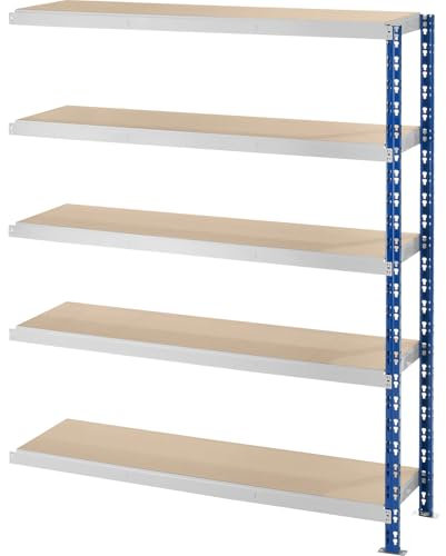 eurokraft | Großfach-Steckregal | T 400 mm | mit Spanplattenböden | Anbauregal | HxB 1820 x 1525 mm