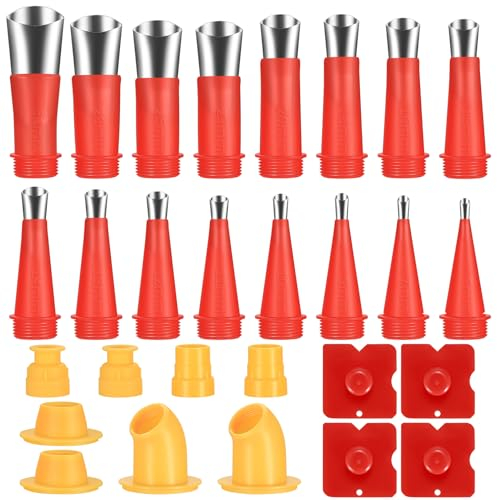 28 Stück Edelstahl Dichtungsdüse Silikondüsen, Einteiliger Edelstahldüsen Silikonspritze, Dichtmittel Abdichten Düsen, Dichtungsfinisher Silikon Düse Werkzeug für Küchen, Fenstern, Badezimmern