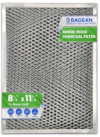 Bagean Stove Hood Vent Filter 8.50 x 11.25 LL62F Charcoal Grease Combo - Fits Ductless Broan Range Hood Filter Replacement - Metal Screen Filters Grease and Carbon Freshen Kitchen Stove Air (1-Pk)