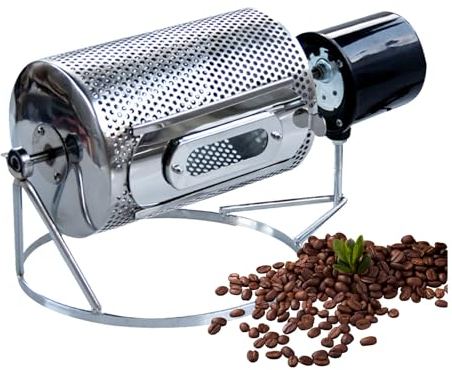 250g Macchina da caffè Elettrica Inossidabile, Tostatrice caffè Multifunzione, 25 Giri/min, Diametro del Tamburo 14cm, per Cafe Shop, Casa, Ristorante, Facile da Usare