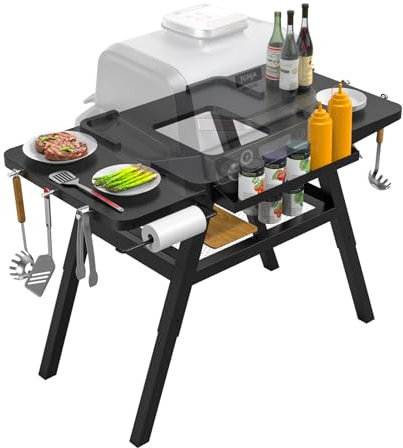 Ninja Woodfire Adjustable Grill Stand - Foldable BBQ Table for OG700, OG800, OG900 Series Woodfire Grill