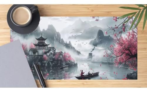 Retro Mouse Mat Large Desk Mat 39.4x19.7 Inch, Japan Mouse Pad Gaming Mousepad, Waterproof Keyboard Mat, Durable Desk Pad, Soft, Non-Slip Rubber Base Mouse Mats for Desk Office Gaming Home Decor M534