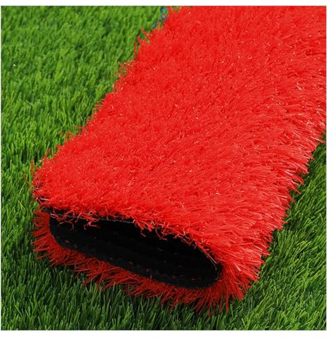 Kunstrasen, für den Außenbereich, schneidbarer Rasenteppich, Drainage, Spielplätze, farbig, dekorativ, 2,5 cm dick, Kunstrasenteppich, individuelle Größen (Rot, 23,64 x 47,71 cm)