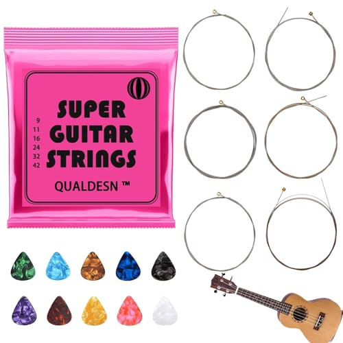 6 PCS Electric Guitar Strings, Strings for Ernie Ball,Regular Slinky Electric Guitar Strings,6-String Kit RustProof Eagle Wire with 10 Different Coloured Picks 10-46 Gauge