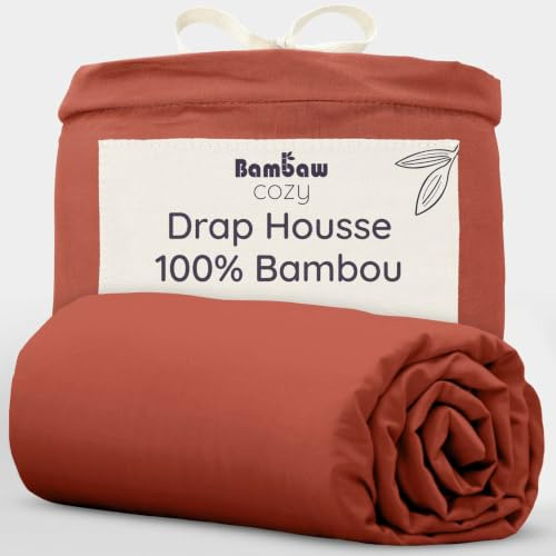 Bambaw Sabana Bajera 150x200 Bambu para Cama 150 cm, Bolsillo de 35 cm, Sábanas Frescas para Verano e Invierno, Sabana Termorreguladora y Refrescante, Ropa de Cama Antiacaros (Terracota)