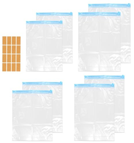 Culinavog Confezione da 8 Sacchetti sottovuoto, Molteplici 4 dimensioni Trasparente Sacchetti sottovuoto vestiti, Riutilizzabile Sacchi sottovuoto di rotolo a mano Per contenere coperte vestiti