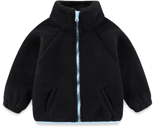 Gajaous Chaqueta de forro polar Sherpa para niños pequeños, abrigo con cremallera para bebés niños y niñas, abrigo exterior grueso y cálido 1-6 años
