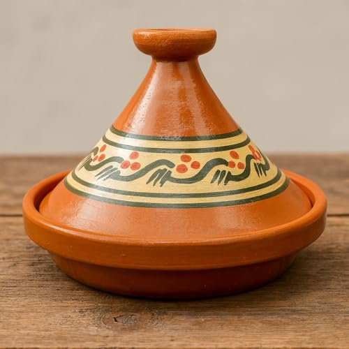 Tajine XL 35 cm Terracotta Hand Painted - Traditional Moroccan/Tunisian Pot + Free Ebook 3107251001