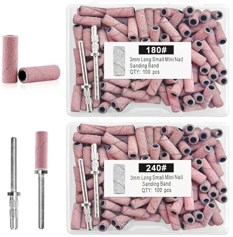 Flintronic 200 STK 180#240# Slipband för nagelborrspetsar, finkorniga slipband för 3/32 tum skaft nagelborrspetsar, professionellt för polering av akrylgelnaglar, manikyr och pedikyr