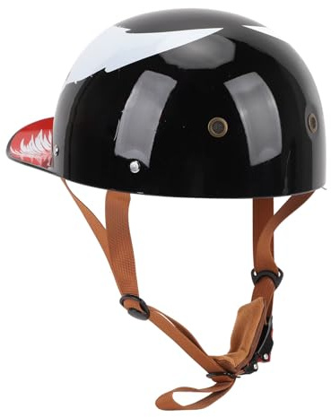 RiToEasysports Casco da Motociclista con Berretto da Baseball, Mezzo Casco Aperto retrò Unisex per Adulti con Visiera, Sottogola Regolabile per Uomo Donna Adolescente, Calotta in ABS Leggero (M)
