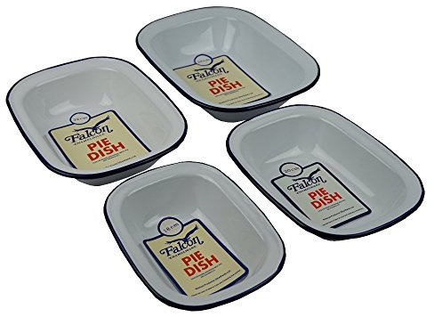 Falcon Set of 4 18cm 20cm 22cm & 24cm Enamel Oblong Pie Pudding Dishes Baking TINS BAKEWARE Set