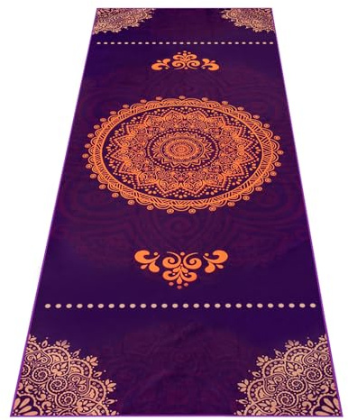 Heathyoga Non Slip Hot Yoga Towel, 100% Microfiber Non Slip Yoga Mat Towel for Hot Yoga, Pilates and Fitness, Exclusive Corner Pockets Design + Free Spray Bottle