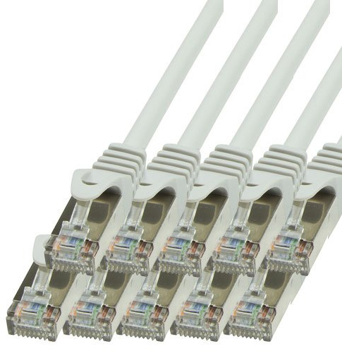 BIGtec LAN Kabel 10 Stück 3m Netzwerkkabel Ethernet Internet Patchkabel CAT.5 grau Gigabit Geschwindigkeit für Netzwerke Modem Router Switch 2 x RJ45 kompatibel zu CAT.6 CAT.6a CAT.7 Stecker