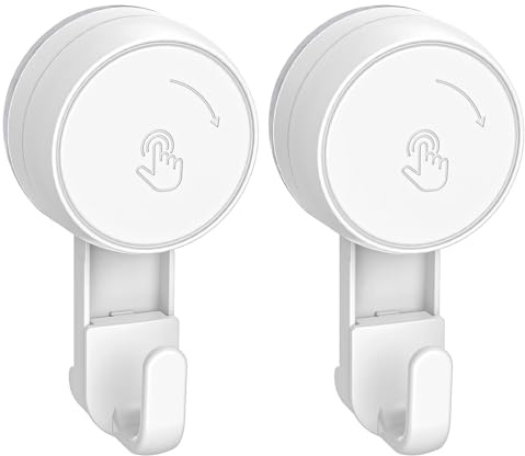 Ulinek 2 Piezas Ganchos Ventosa Super Fuerte Sin Agujeros Toallero Ventosa Baño MAX 5KG Reutilizables Colgador Ventosa Perchero para Colgar Toallas Ducha Baño Cristal Pared Puertas Ropa, Blanco