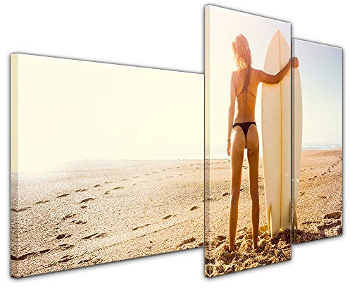 Bilderdepot24 Bild auf Leinwand | Surfer Girl I in 130x80 cm mehrteilig als Wandbild XXL | Wand-deko Dekoration Wohnung modern Bilder | 211442