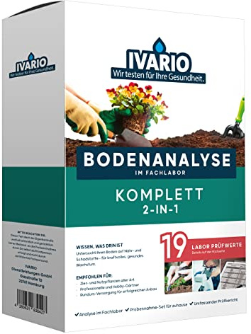 IVARIO Bodenanalyse Komplett (2-in-1) für Nährstoffe und Schadstoffe | Experten-Bodenproben-Set im deutschen Fachlabor