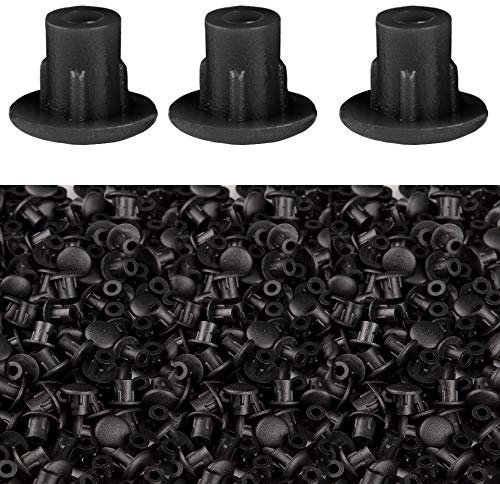 KINMAD 600 Pcs 5mm 3/16 Plastic Hole Plug Button Top Blanking Drilling Cover Caps Plugs for Chair Cabinet Cupboard Shelf, Black