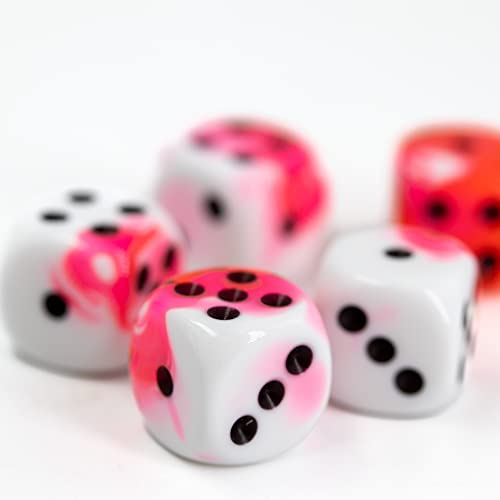 W6 Würfel neon pink/schwarz - Made in Germany! - 5Stk