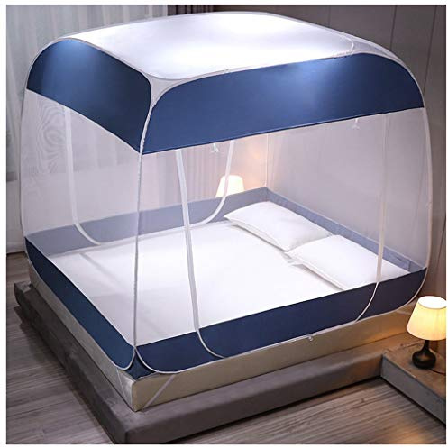 LXLTL Pop Up Moskitonetz Bett Baldachin Bettzelt Faltbare Doppelbett Moskitonetz Anti Moskito Mückenzelt Moskitonetz,Blau,200x220x165cm